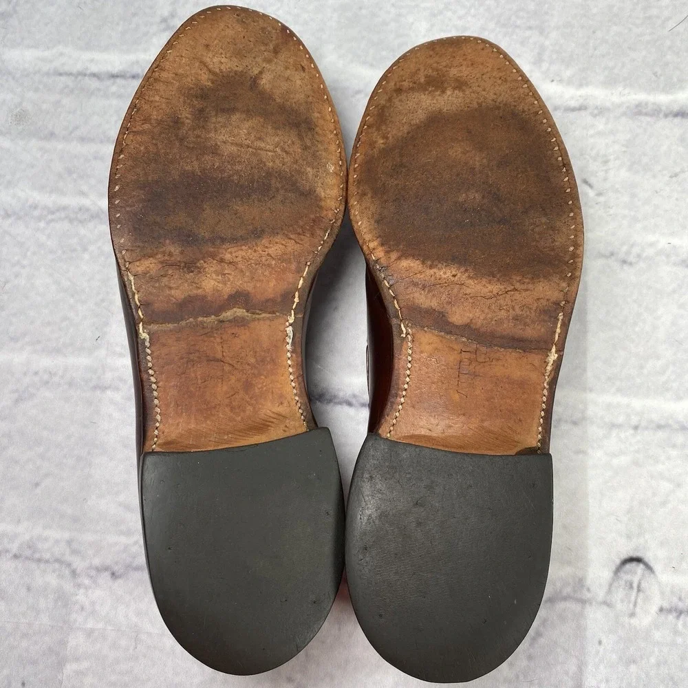 Vintage Allen Edmonds Saratoga Leather Tasseled Loafer Size 10C Light Brown 8753